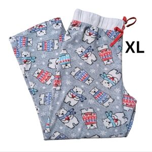 Cuddl Duds Polar Bear Pajama Pants - Gray and Red